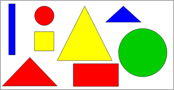 用长方形、三角形、正方形、圆形、平行四边形
