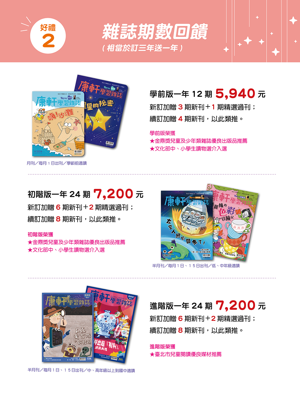 雜誌訂閱超值優惠三重送～絨毛娃娃鑰匙圈、雜誌期數回饋、優質主題套書！